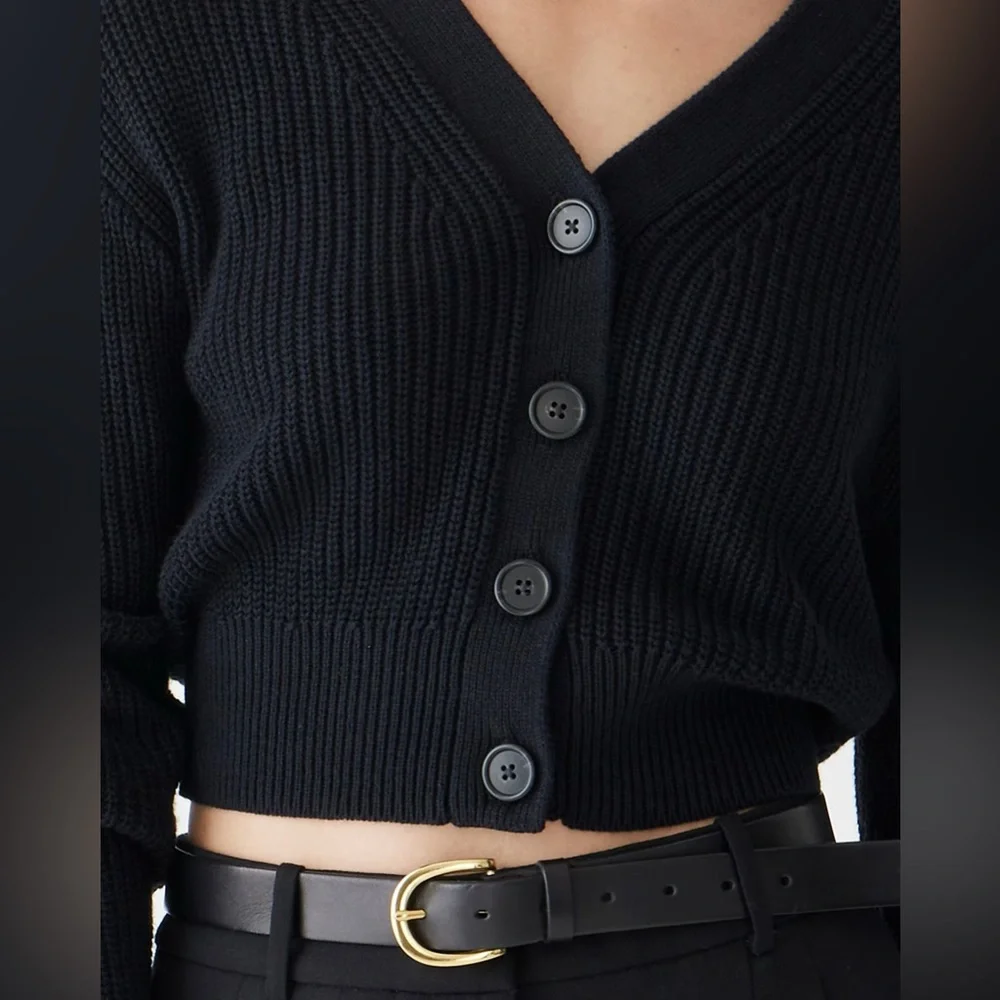 J.Crew Cotton-blend cropped V-neck cardigan sweater